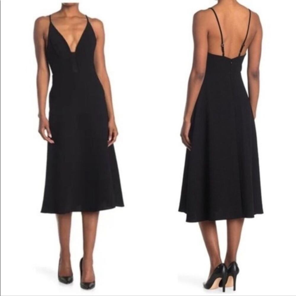 Allen Schwartz Roksana Plunging Neck Midi Dress 0 NWT